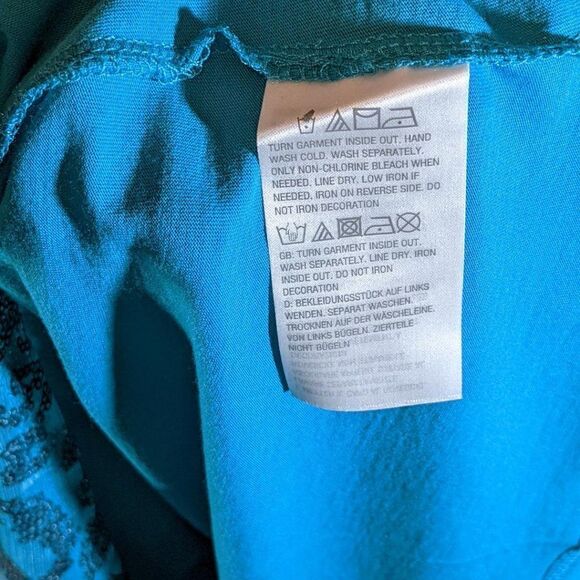 🆕NWT BOB MACKIE WEARABLE ART SEQUIN KNIT LINED TOP TEAL - XL - Picture 7 of 8